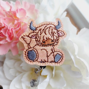 Highland Cow Badge Reel, Retractable Reel , ID Holder, Medical Badge Real, for Nurses Uniform
