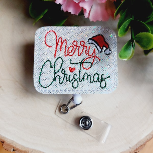 Merry Christmas  Badge Reel, Retractable Reel , ID Holder, Medical Badge Real, for Nurses Uniform