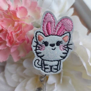 Cat Bunny  Badge Reel, Retractable Reel , ID Holder, Medical Badge Real, for Nurses Uniform