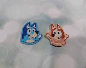 Blue Heeler Dog Badge Reel, Embroidered Feltie ID Holder