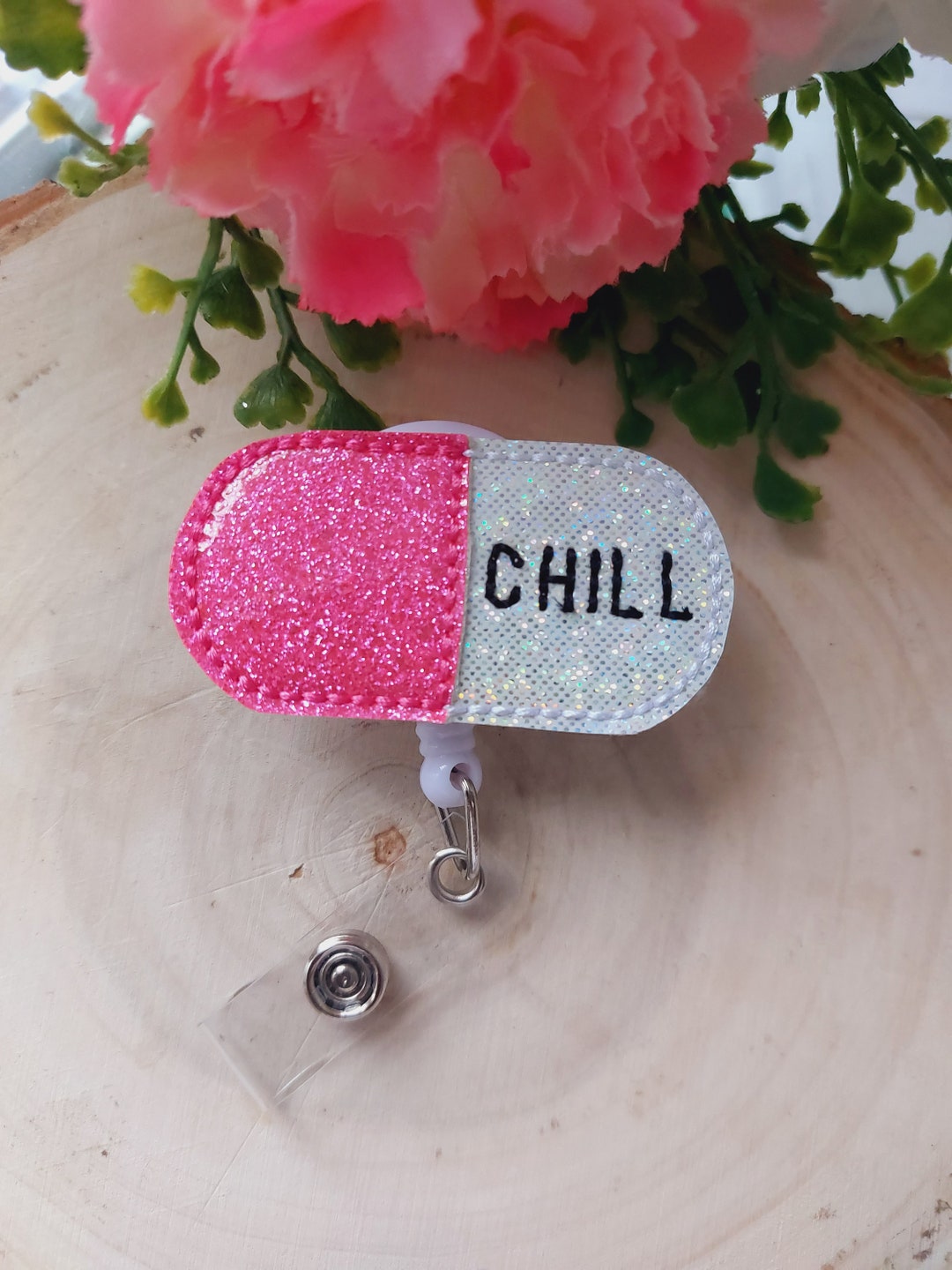 Chill Pill Badge Reel, Retractable Reel , ID Holder, Medical Badge Real
