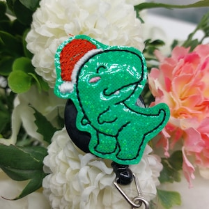 Bobine de badge de dinosaure de Noël, bobine rétractable, support d’identification, badge médical réel, pour uniforme d’infirmières