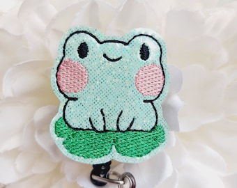 Kawaii-badgehaspel met kikker, intrekbare ID-houder, verpleegstersuniform