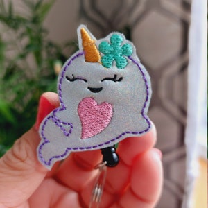 Unicorn Badge Reel, Retractable Reel , ID Holder, Medical Badge Real, for Nurses Uniform