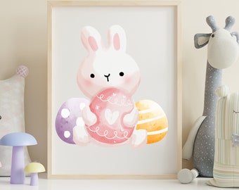 Easter Printable Wall Art, Printable Easter Decor, Easter Bunny- Digital Easter prints, Easter Eggs Decor- Easter Download-Bunny Print
