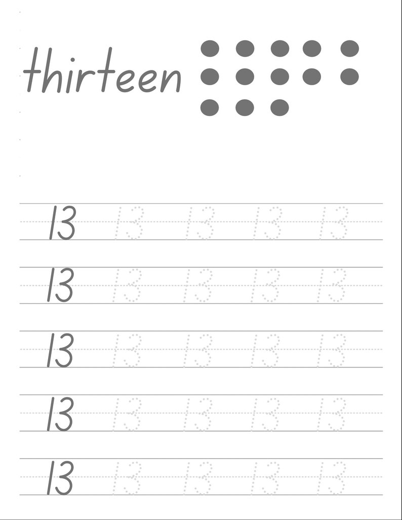 Number tracing 11 to 20 etsy