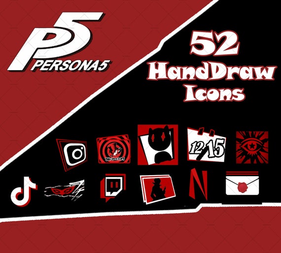 Persona IOS APP Icons Black and Red Icons Ren Amamiya
