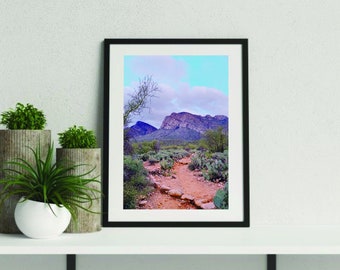 Colorida puesta de sol de montaña en Tucson Arizona Impresión digital, descarga instantánea