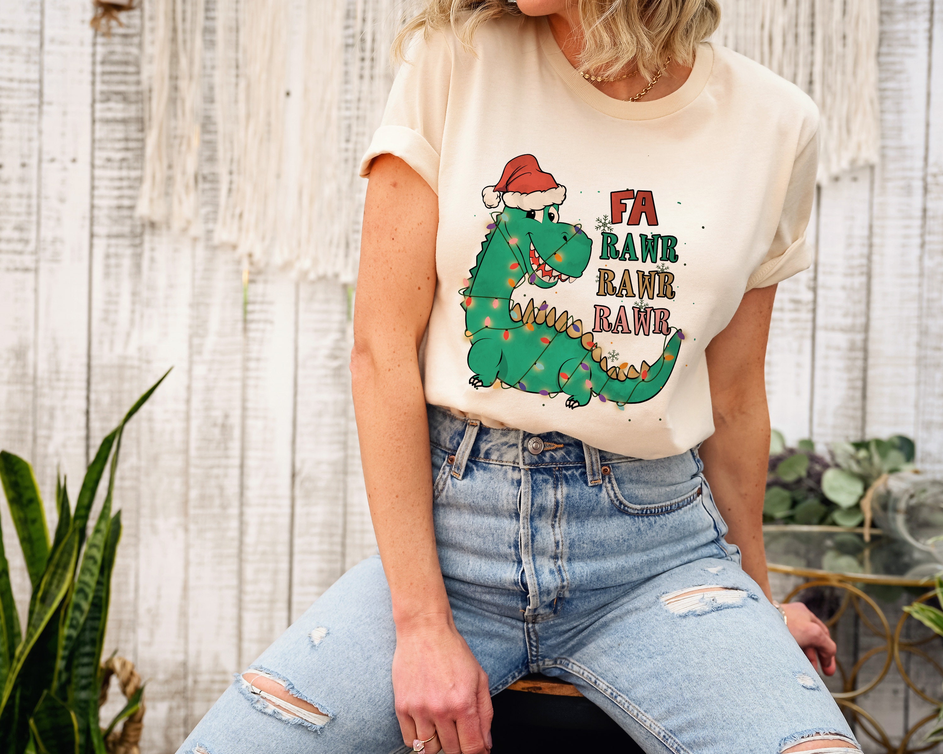 Discover Christmas Dinosaur Shirt, Fa Rawr Rawr Rawr T-Shirt, Rawr T-Rex Xmas T-Shirt, Dino Xmas Shirt, Christmas T-Shirt, Ugly Christmas Shirt