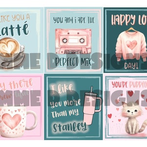 Joli jeu de cartes rose BOGO pour la Saint-Valentin, coupe Stanley, imprimables, téléchargement, Pdf, Saint-Valentin, avec cartes de professeur