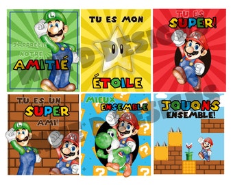 FRENCH cute MARIO, YOSHI, cartes, printable ,download, Pdf, valentine's day, with teacher cards, saint valentin, francais