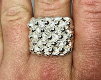 Heavy Solid 925 Sterling Silver 5 Row Gents Keeper Ring. All Sizes