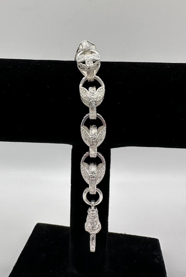 Heavy 925 Sterling Silver 13mm Gents Tulip Bracelet. All Lengths image 1