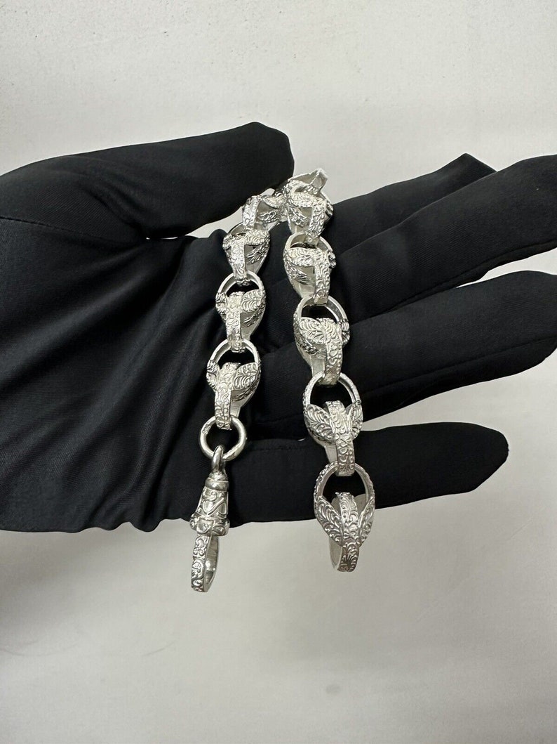 Heavy 925 Sterling Silver 13mm Gents Tulip Bracelet. All Lengths image 6