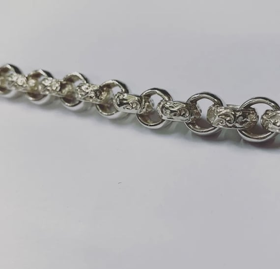 Sterling silver belcher bracelet 12mm. Silver round rolo link bracelet