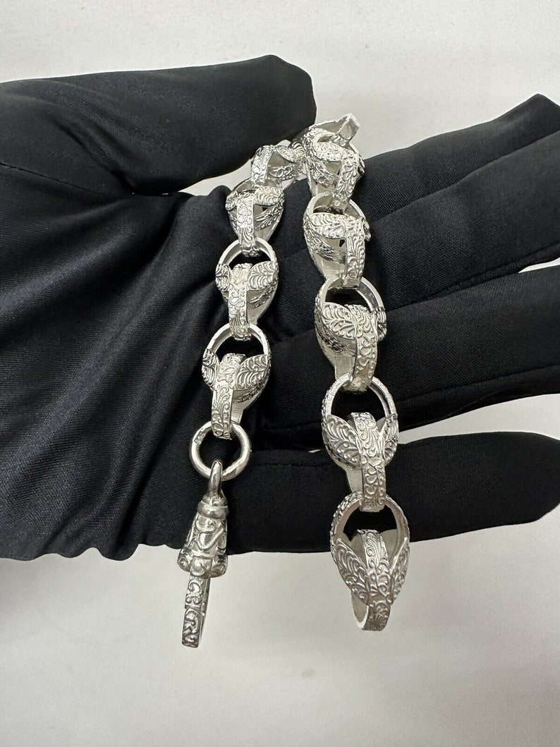 Heavy 925 Sterling Silver 13mm Gents Tulip Bracelet. All Lengths image 9