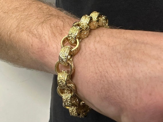 Belcher Bracelet Plain & Patterned, 9ct Gold Dipped – Unisex, 50g - Romany  Gold
