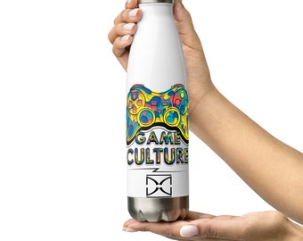 Game Culture Stainless Steel Water Bottle - Stay Hydrated in Gaming Style - High-Quality, Reusable,  - Gamer Themed and Eco-Friendly