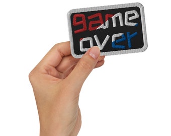 Red, White, & Blue Game Over Embroidered Patch - Level Up Your Style - Gamer Themed
