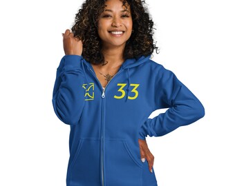 Fallout 33 Unisex-hoodie met rits van zware mix