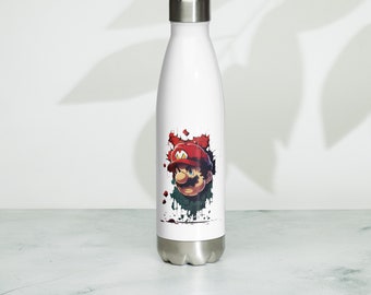 Mario Block Art Stainless Steel Water Bottle - Quench Your Thirst with Gaming Style - Gamer Themed