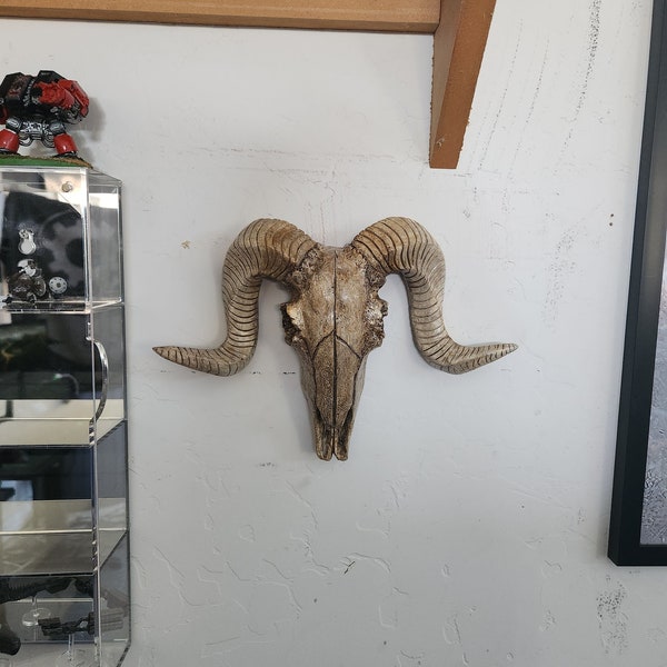 3D Resin Printed Vampire Goat Ram Skull Head - Handcrafted Collectible - Unique Home Decor and Art Sculpture