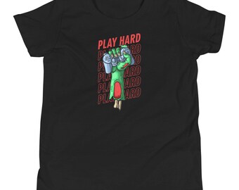 Play Hard Youth Short Sleeve T-Shirt - Gamer Shirt - Gaming T-Shirt