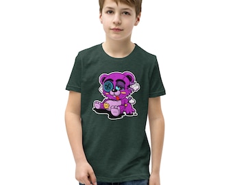 Gamer Bear Youth Short Sleeve T-Shirt - Gaming Themed - Gaming Clothes - Gamer shirt