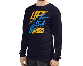 Het leven is een spel Unisex T-shirt met lange mouwen - Gamers' alledaagse kleding - Gaming T-shirt - Gamer Gear - Game T-shirt