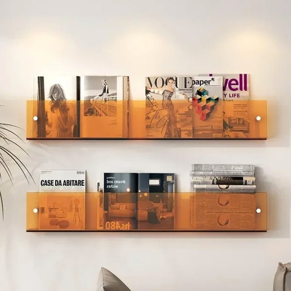 Cutelife Acrylic Wall Decor Magazine Rack Shelf