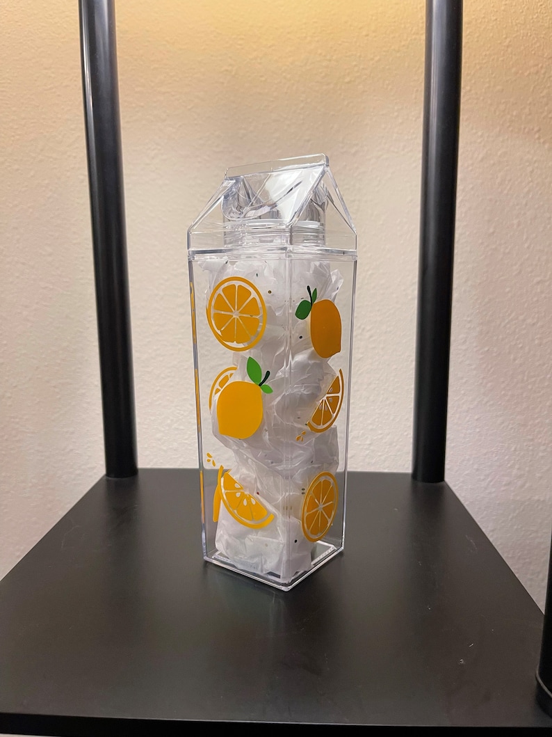 Lemon Milk Carton Water Bottle, Milk Jug Water Bottle, Cute Water