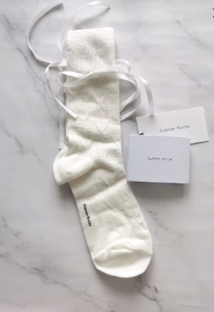 Simone Rocha White Ribbon Calf Crew Socks Runway Socks Ballet - Etsy ...