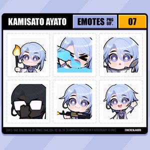 Genshin Ayato Emote pack 07 | Twitch Emote | Discord Emote