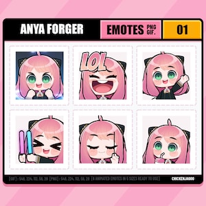 Pakiet Animowanych Emotów Anya 01 | Emot Twitch