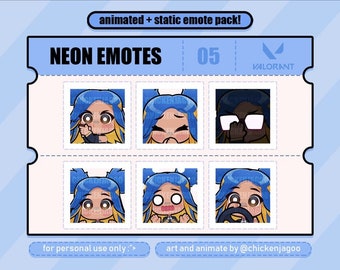 Neon Animated Emotes pack 05 | Emot Twitch