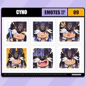 Genshin Cyno Emote-pakket 09 | Twitch-emote | Discord-emote