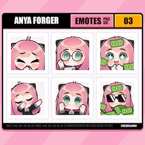 Pakiet Animowanych Emotów Anya 03 | Emot Twitch