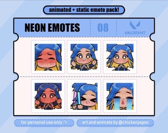 Neon Animated Emotes pack 08 | Emot Twitch