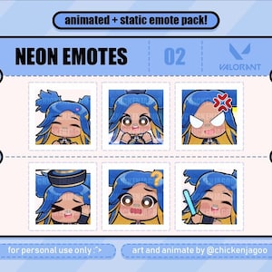 Neon Animated Emotes pack 02 | Emot Twitch