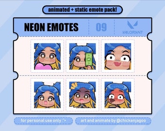 Neon Animated Emotes pack 09 | Emot Twitch