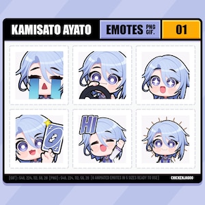 Genshin Ayato Emote pack 01 | Twitch Emote | Discord Emote