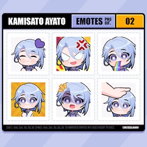 Genshin Ayato Emote pack 02 | Twitch Emote | Discord Emote