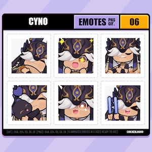 Genshin Cyno Emote-pakket 06 | Twitch-emote | Discord-emote