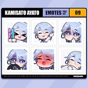 Genshin Ayato Emote pack 09 | Twitch Emote | Discord Emote