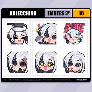 原神 アルレッキーノ エモートパック 10 | Twitch エモート | Discord エモート
