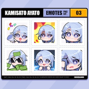 Genshin Ayato Emote pack 03 | Twitch Emote | Discord Emote