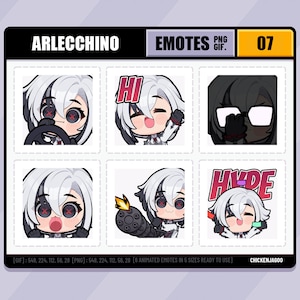 原神 アルレッキーノ エモートパック 07 | Twitch エモート | Discord エモート