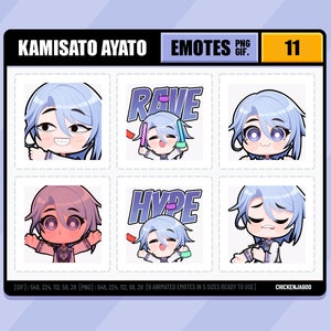 Genshin Ayato Emote pack 11 | Twitch Emote | Discord Emote