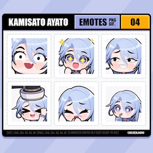 Genshin Ayato Emote pack 03 | Twitch Emote | Discord Emote