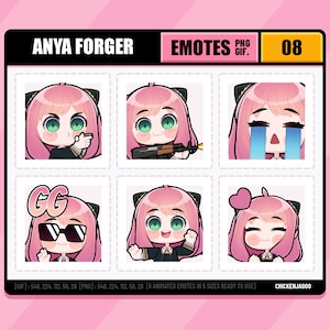 Pakiet Animowanych Emotów Anya 08 | Emot Twitch